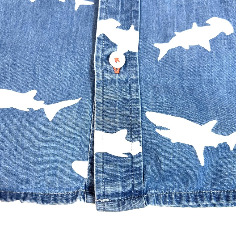 Mini Boden Sharks Button Down Long Sleeve Shirt Size 5-6 Years Old - Picture 6 of 10